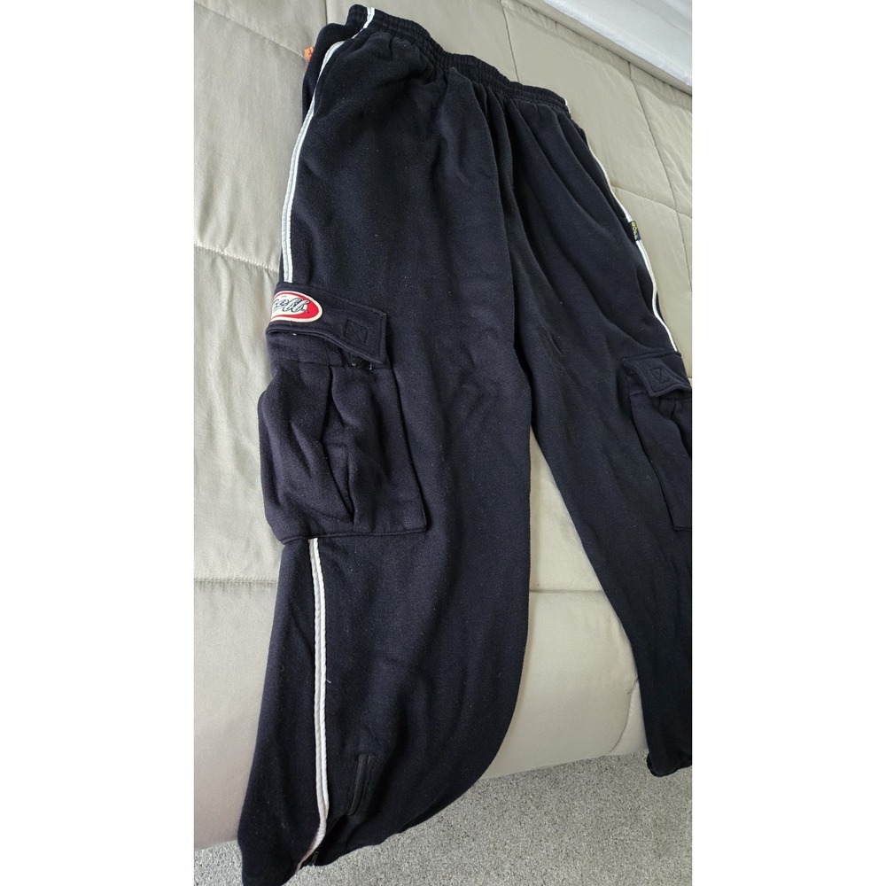 Y2K Boff Cargo Sweatpants Black Baggy Gym Bro Wide Leg Techwear Joggers